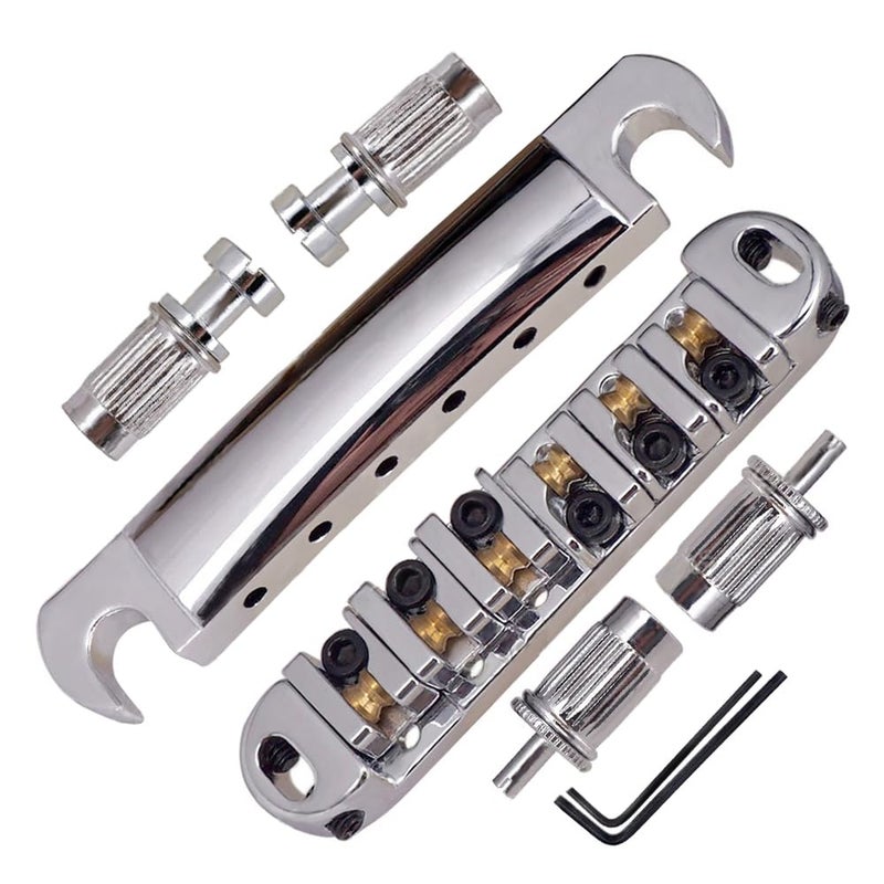 JD.Moon Roller Saddle Bridge ABR-1 Tune-o-matic Bridge Tailpiece Bridge For Les Paul Guitar (Chrome) - Image 1